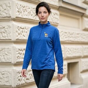 NWT Top Of The World Unisex Blue Kansas Jayhawks Quarter-Zip Pullover - Size L